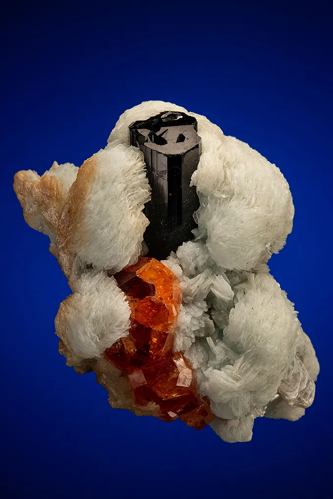 Spessartine with Schorl & Albite var. Cleavelandite image