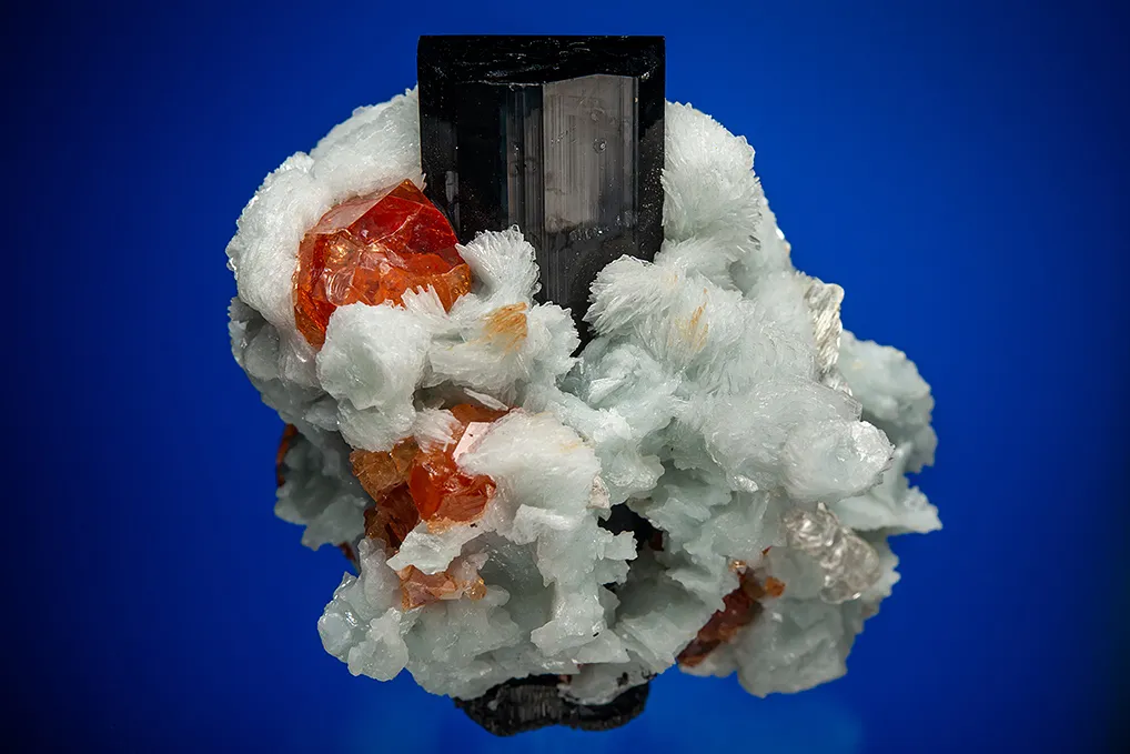 Spessartine with Schorl and Albite var. Cleavelandite image