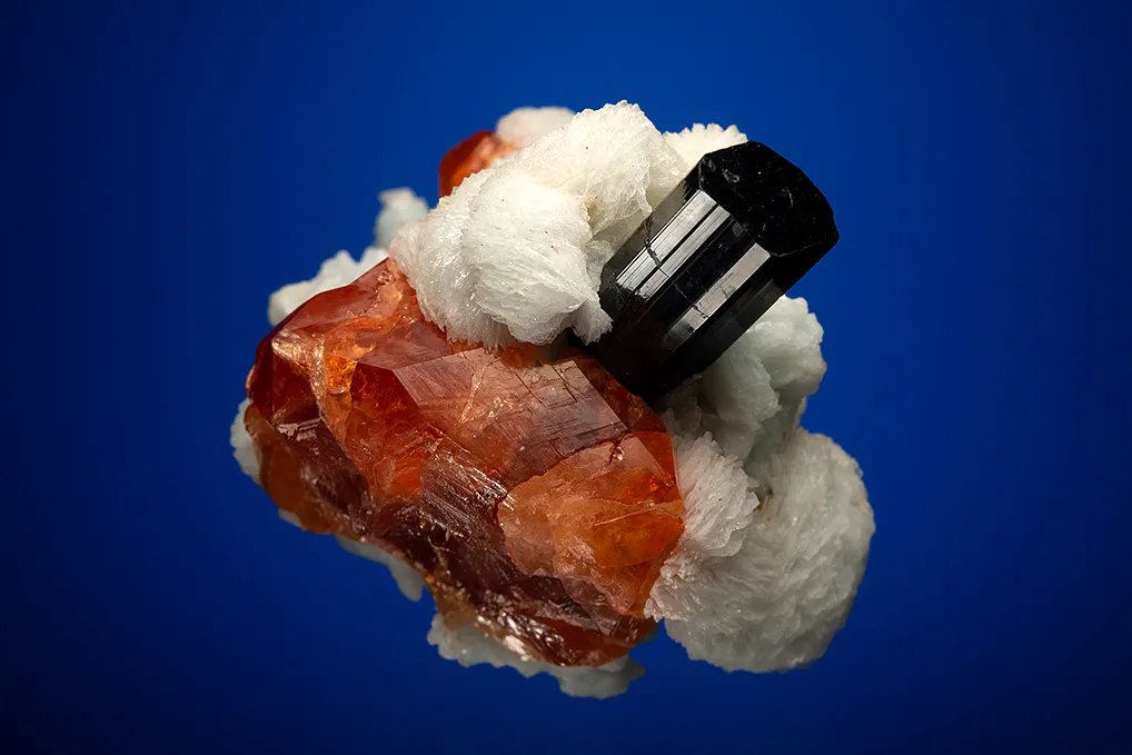 Spessartine with Schorl and Albite var. Cleavelandite (repaired) - image 3