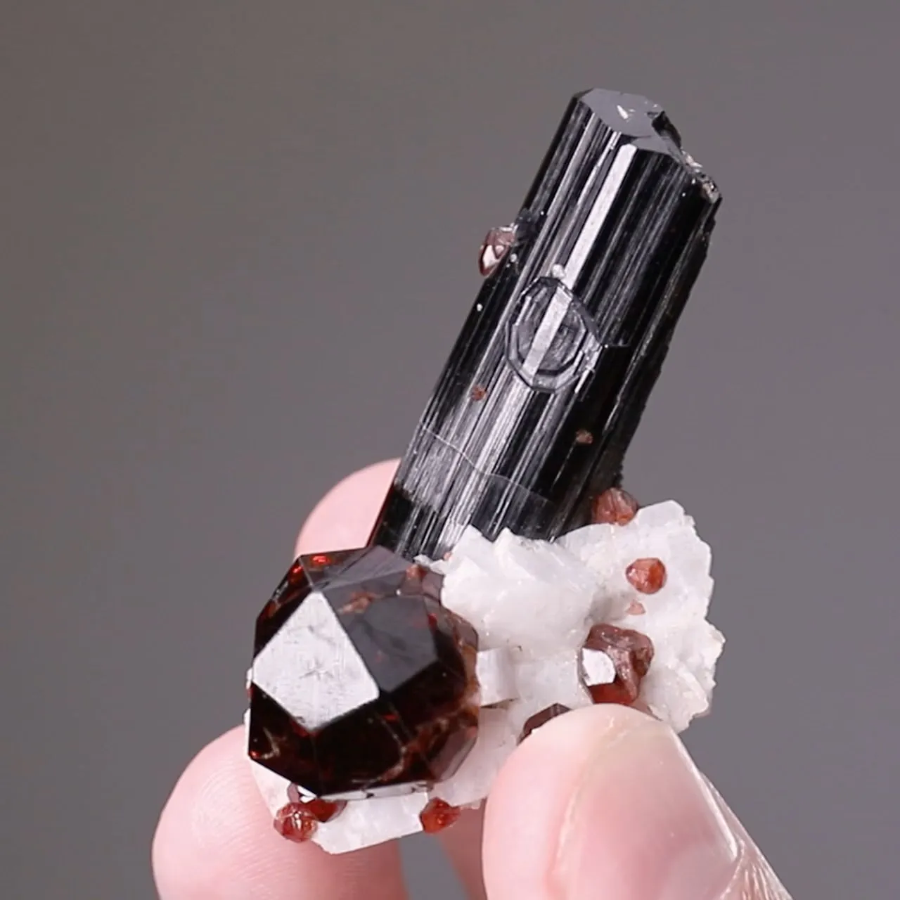 Spessartine with Schorl and Feldspar - image 2