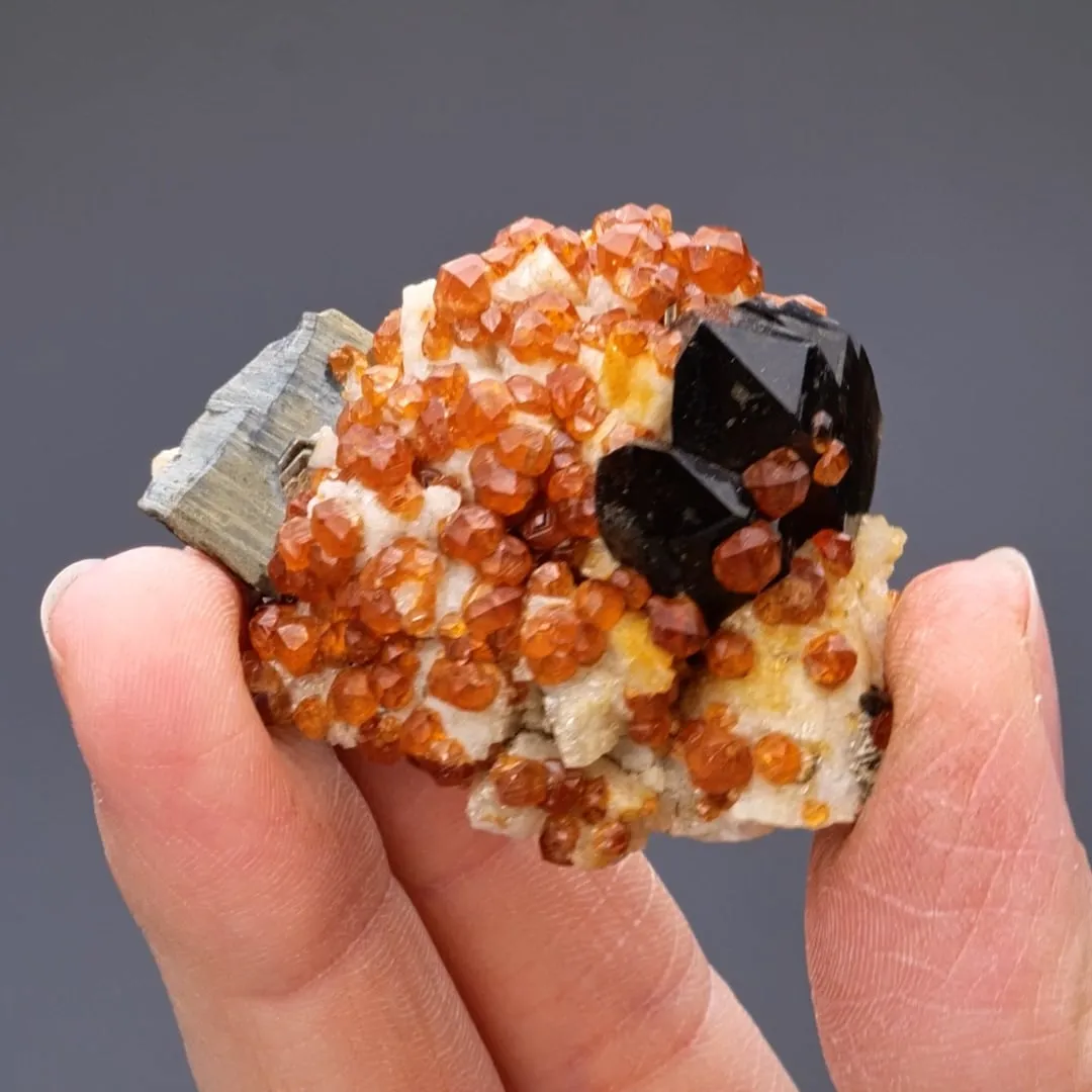 Spessartine with Smoky Quartz and Muscovite - image 2
