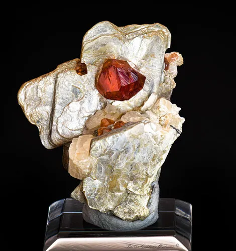 Spessartite Garnet on Muscovite - image 2