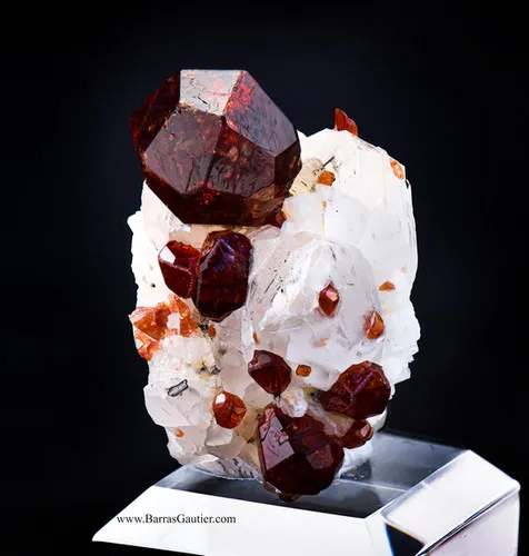 Spessartite Garnet on Quartz -Orthose - image 3