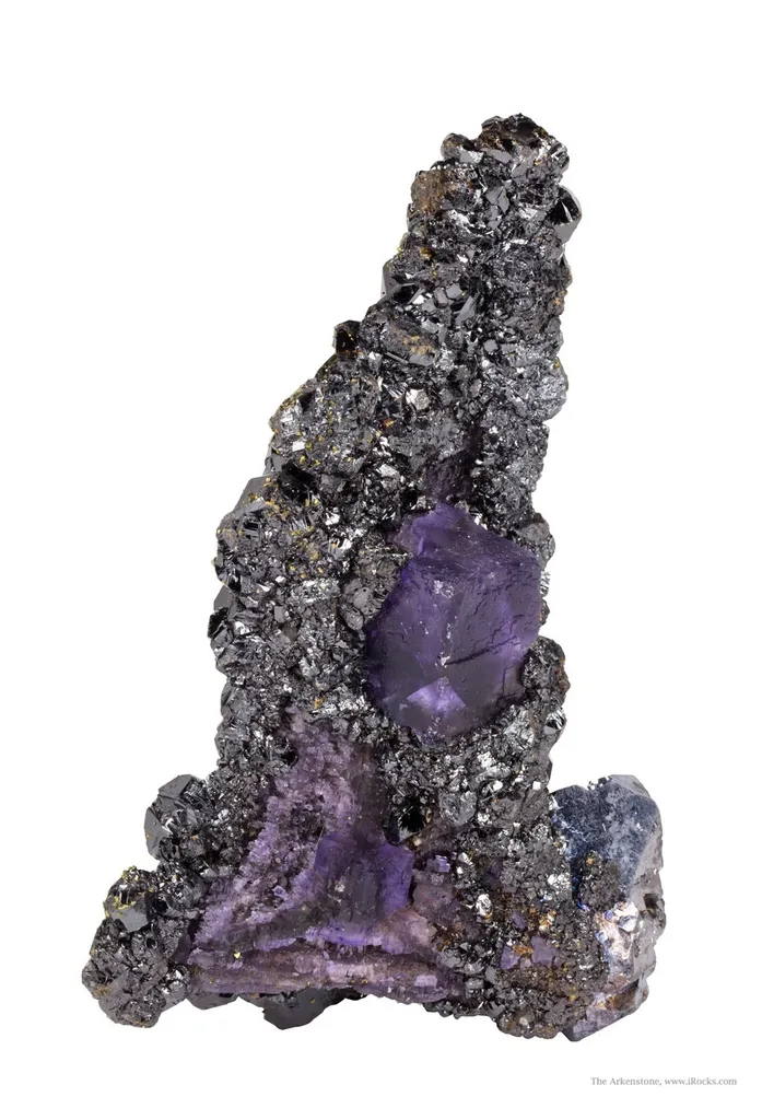 Sphalerite and Galena on Fluorite With Calcite - image 2
