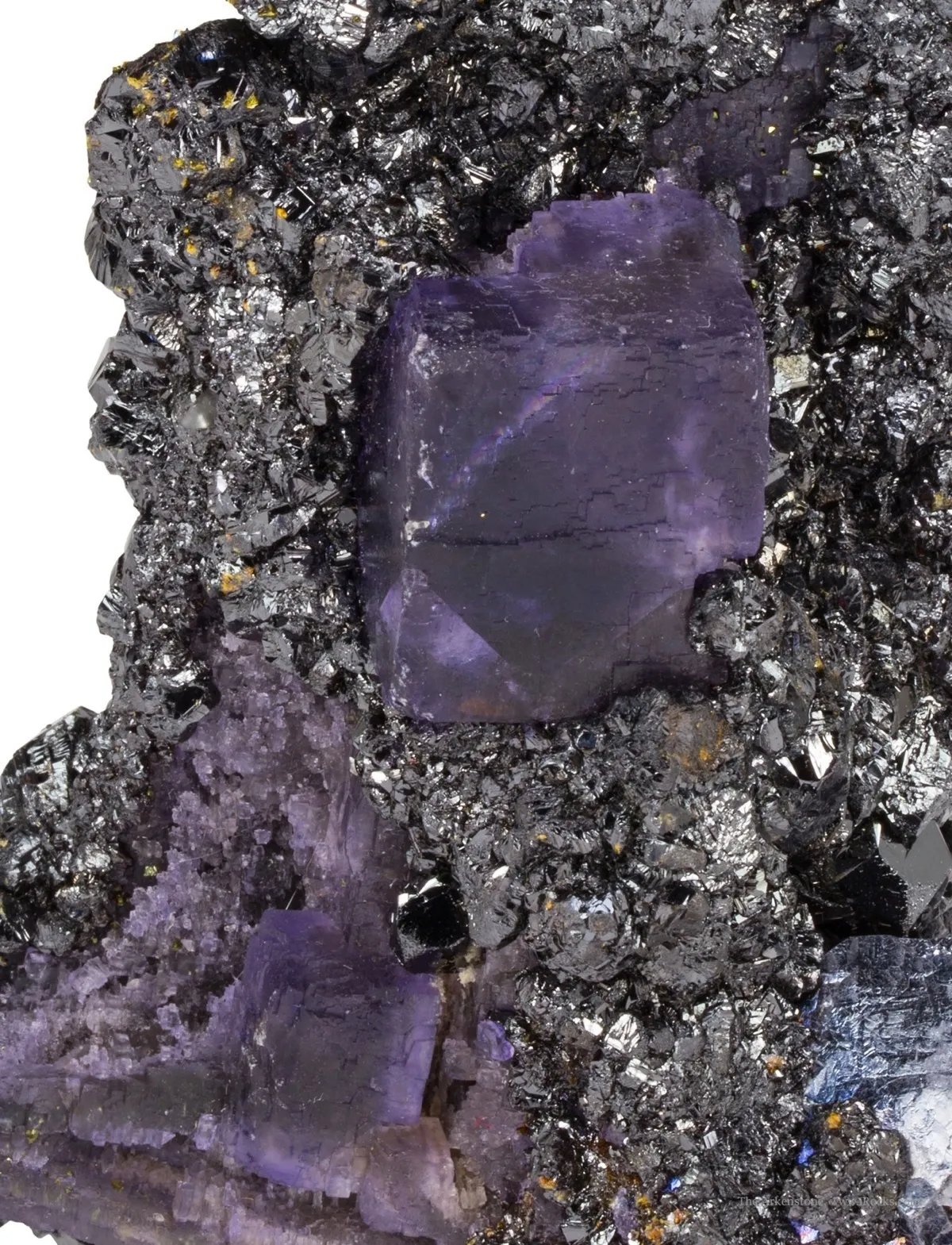 Sphalerite and Galena on Fluorite With Calcite - image 3