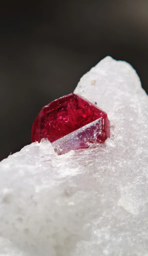 Spinel Crystal in Marble from Mogok, Myanmar image