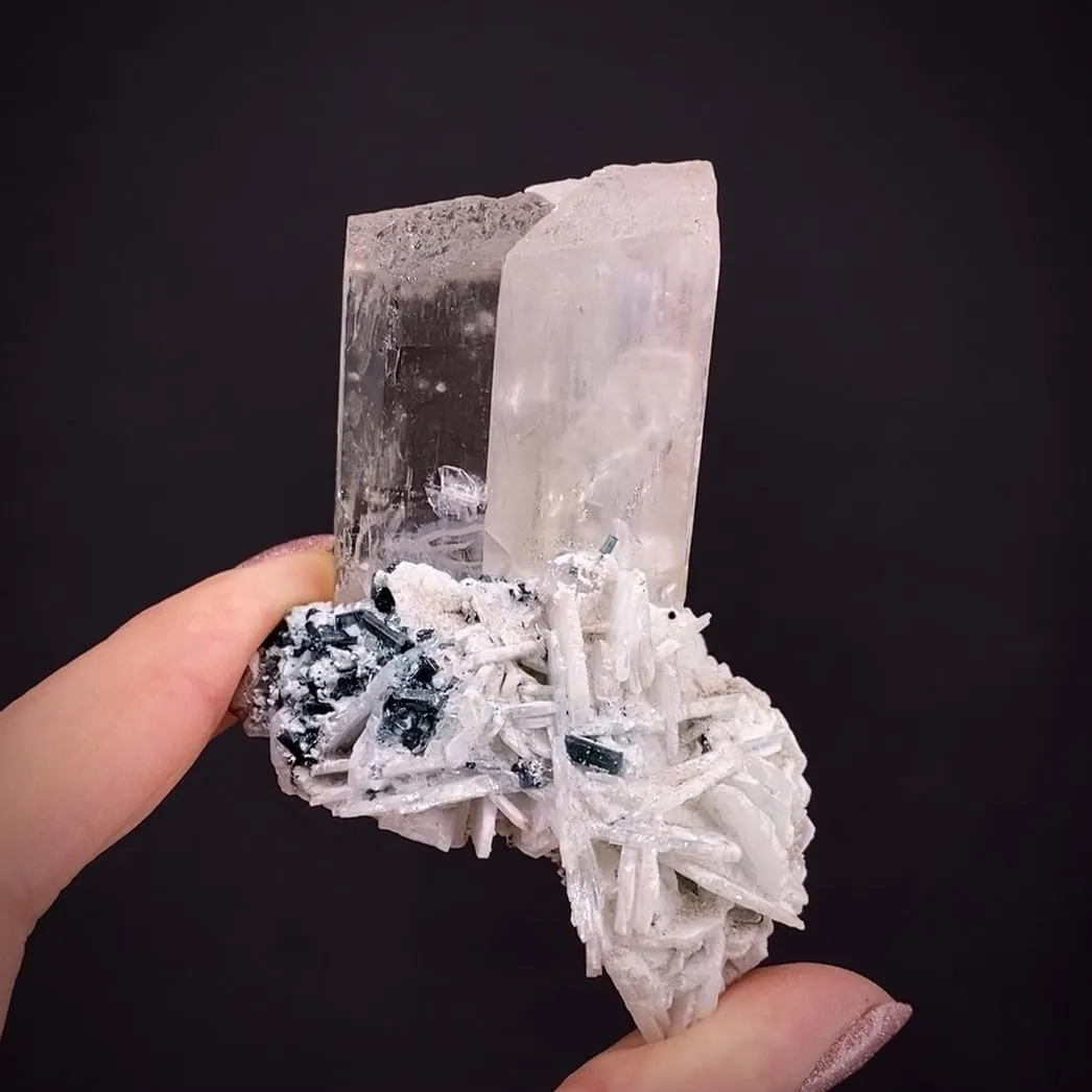 Spodumene (fluorescent) with Albite and Tourmaline - image 2