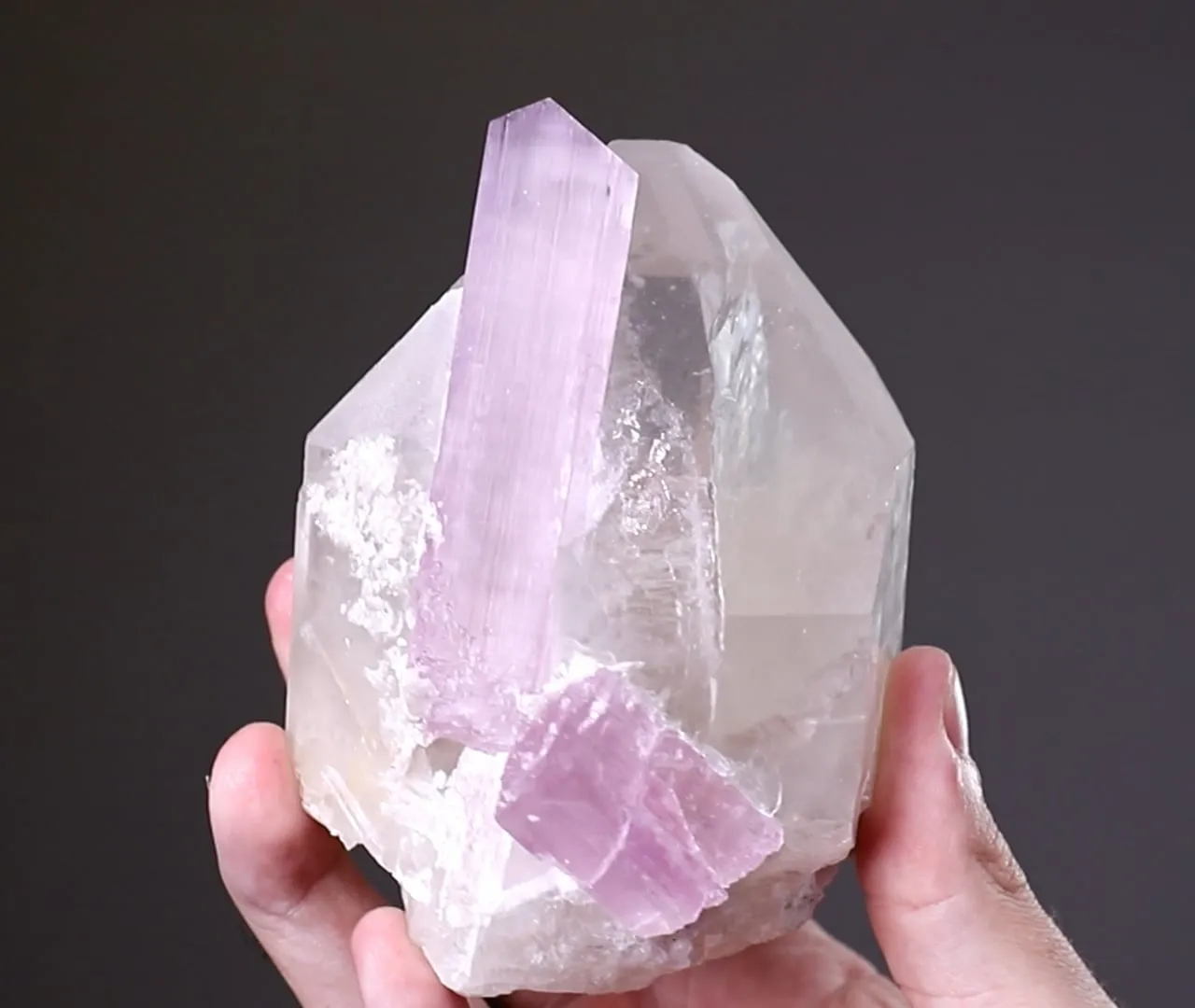 Spodumene Var. Kunzite with Quartz - image 2