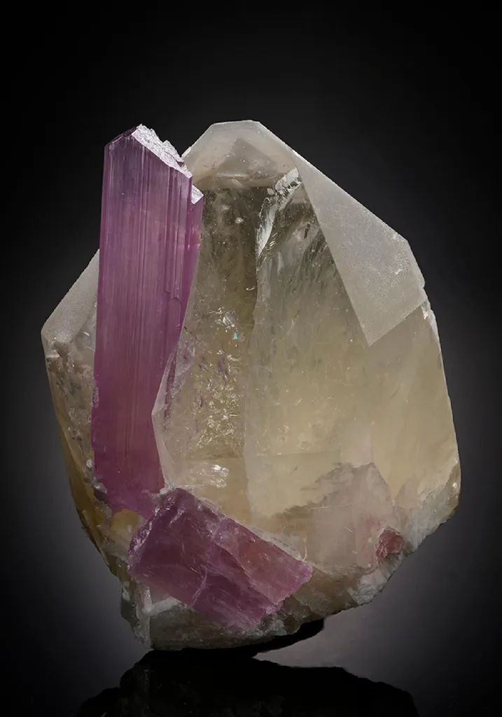 Spodumene Var. Kunzite with Quartz image