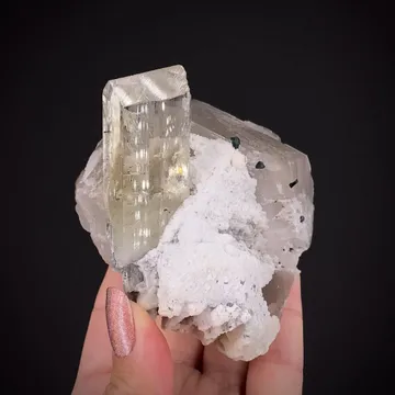 Spodumene var. Triphane on Quartz (Illustrated!)