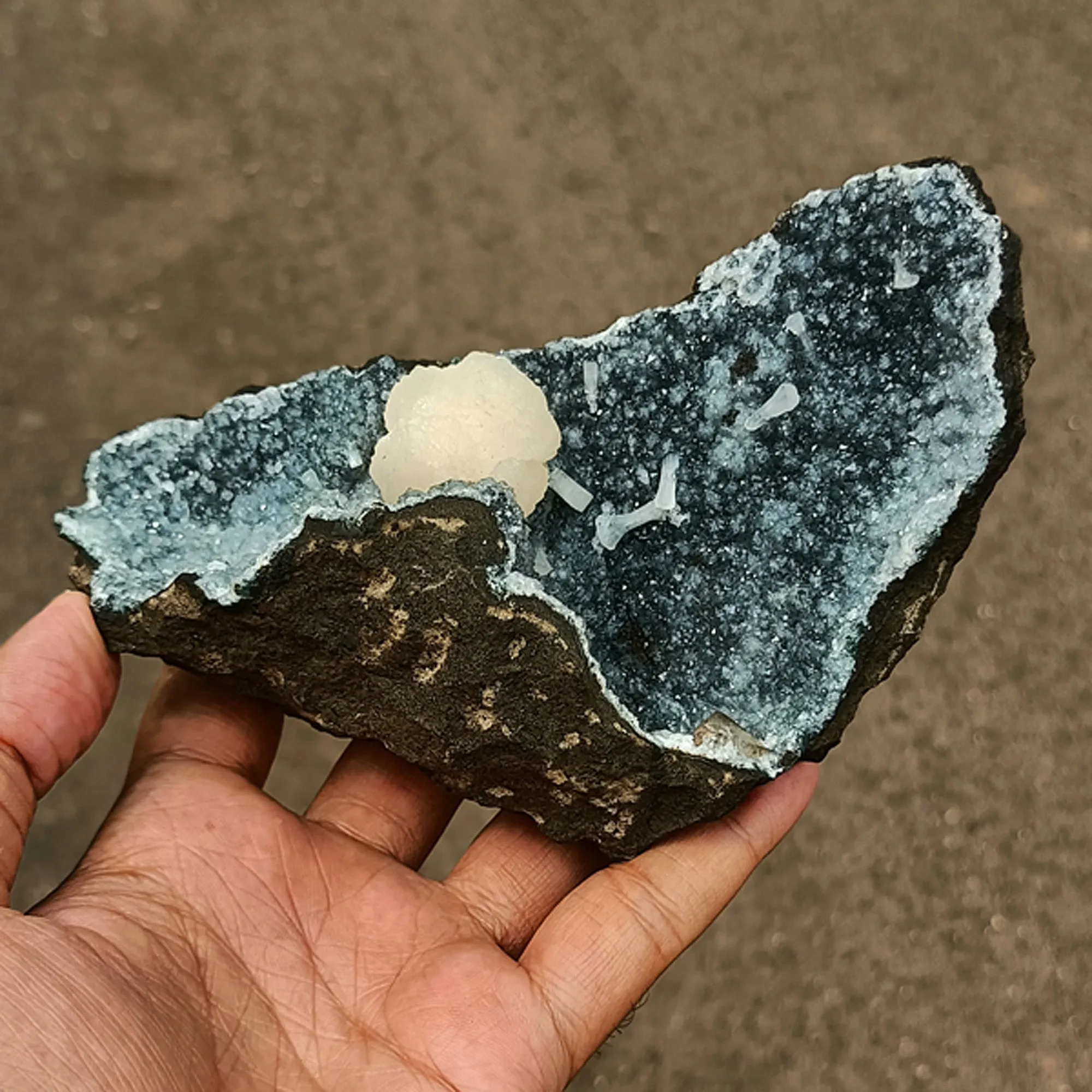 Stellerite on sparkling Chalcedony Free standing Natural Mineral Specimen - image 4