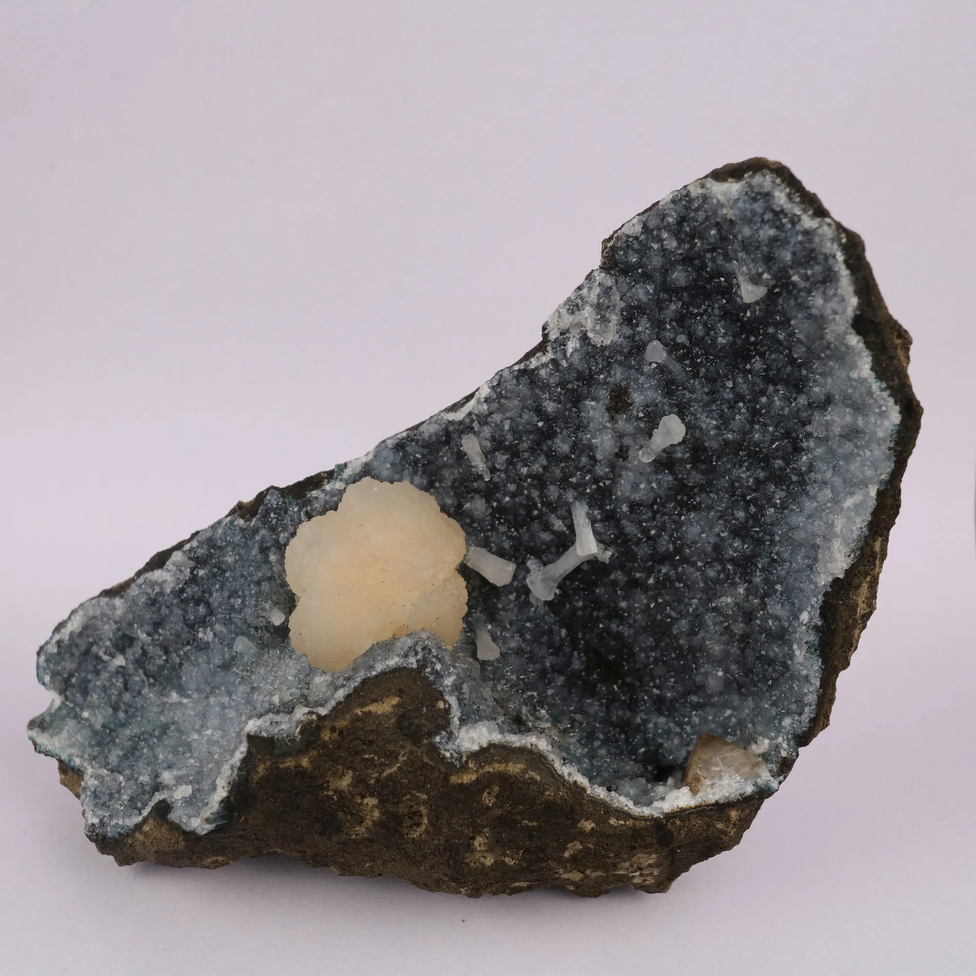 Stellerite on sparkling Chalcedony Free standing Natural Mineral Specimen - image 6