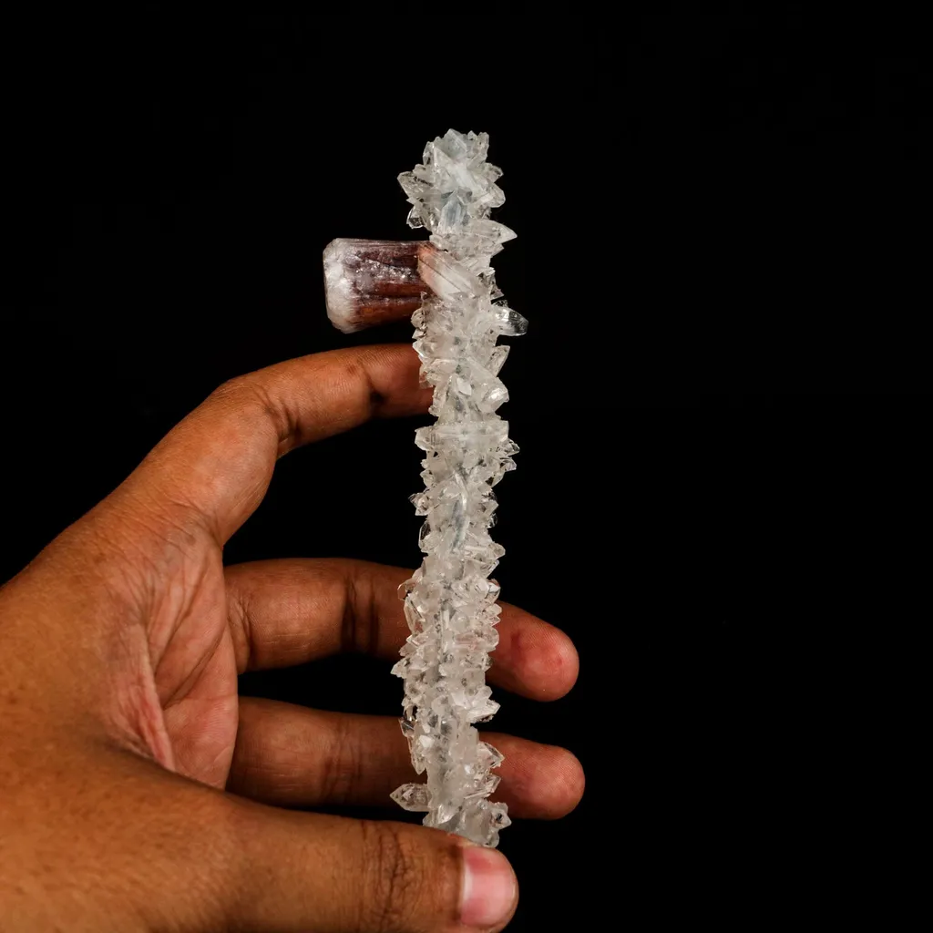 Stellerite Wings on Gemmy Apophyllite Tower Natural Mineral Specimen - image 4