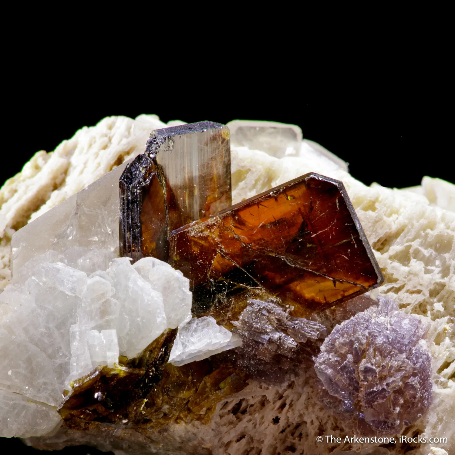 Stibiotantalite, Lepidolite and Albite on Microcline - image 2