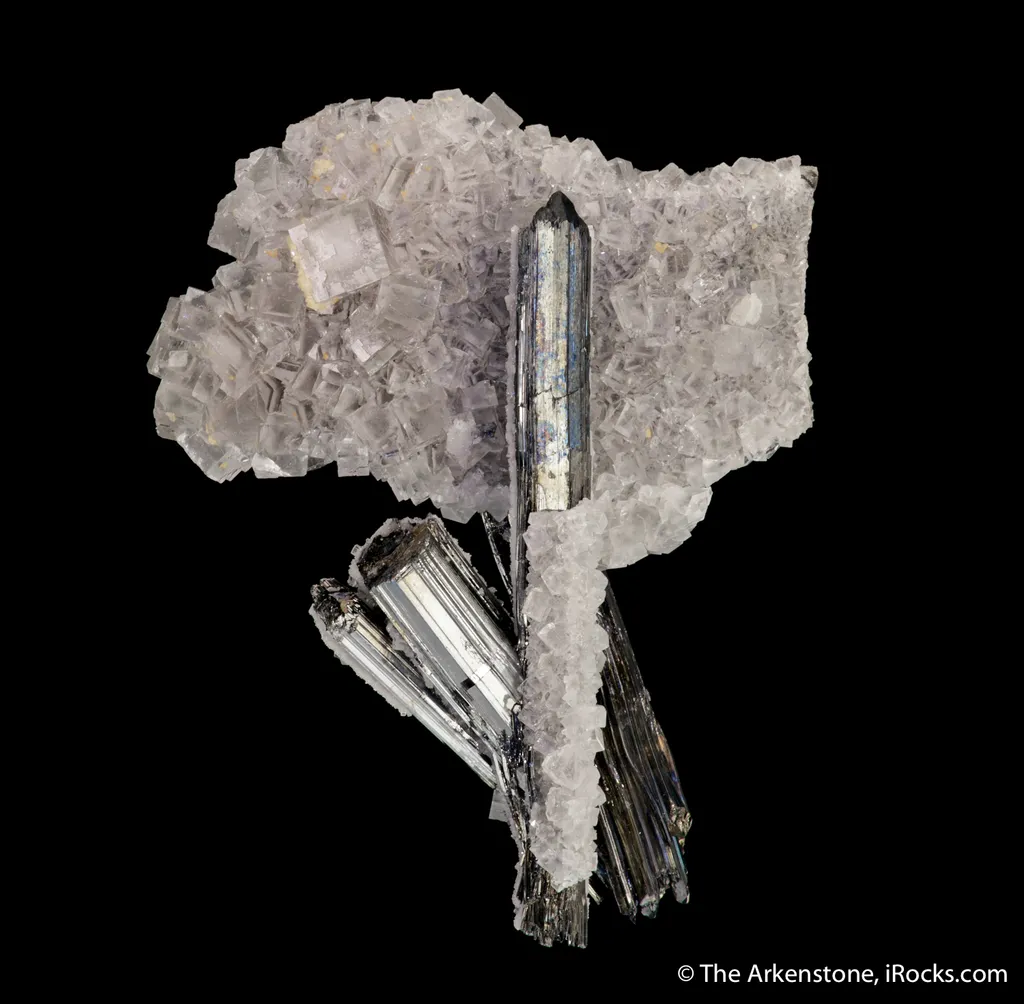 Stibnite and Fluorite (fluorescent) image