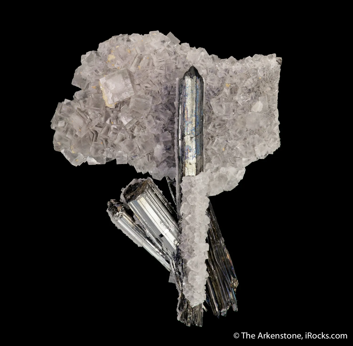 Stibnite and Fluorite (fluorescent) - image 1