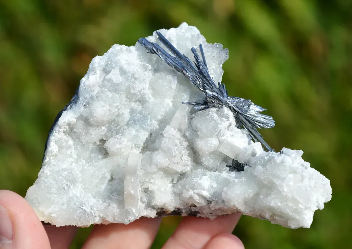 Stibnite & Calcite - 288 grams - Xikuangshan Sb deposit, Lengshuijiang Co., Loudi, Hunan, China - image 1
