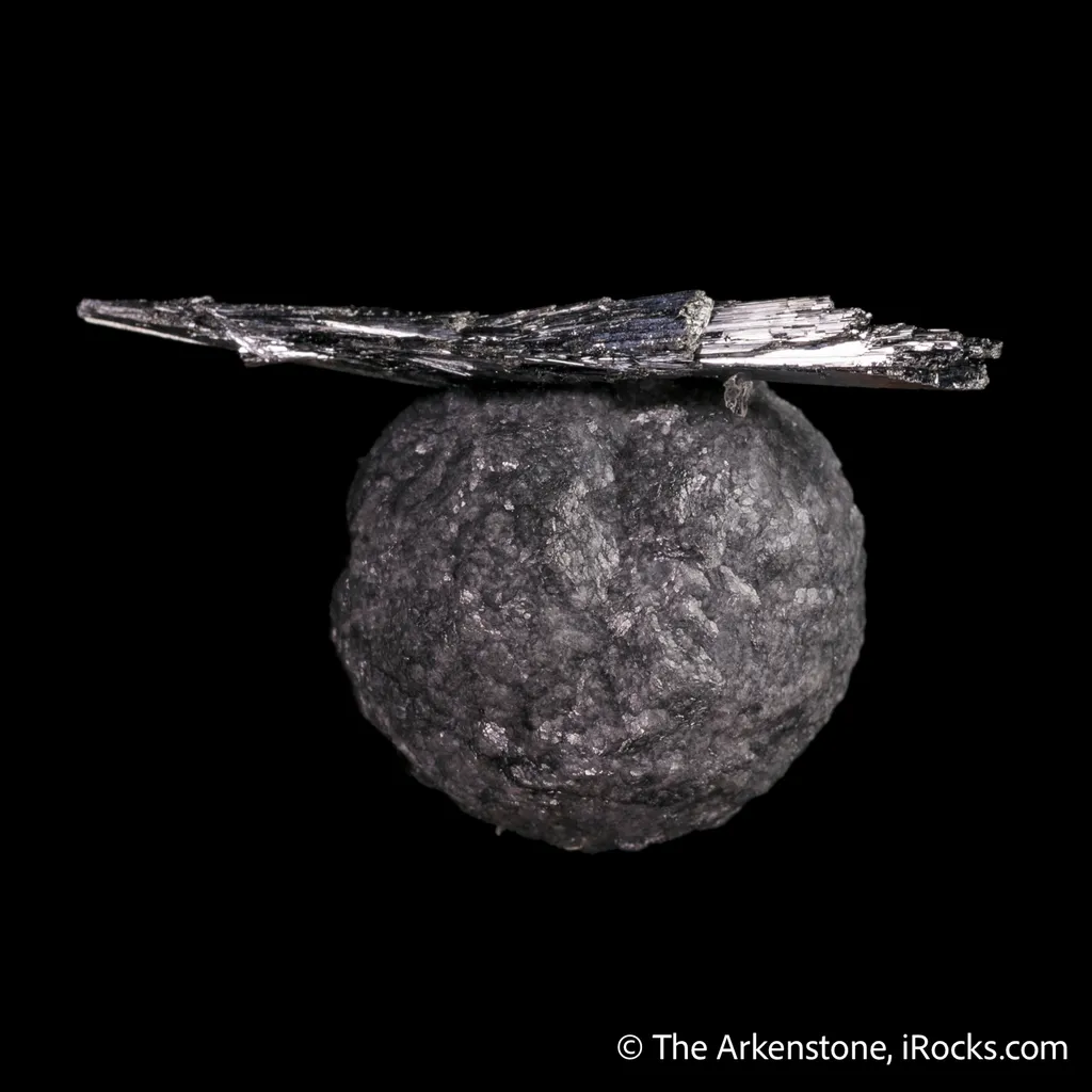 Stibnite on Calcite included by Boulangerite - image 5