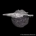 Stibnite on Calcite included by Boulangerite - image 4