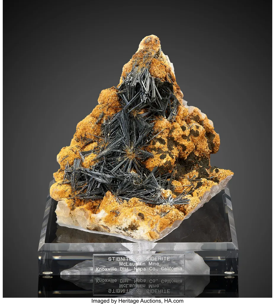 Stibnite on Siderite image