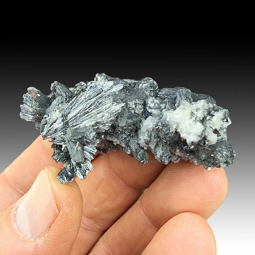 Stibnite with Calcite, Boulangerite image
