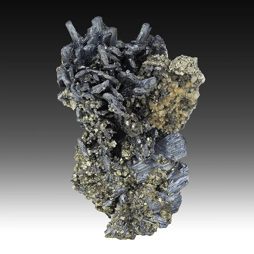 Stibnite with Calcite, Pyrite image