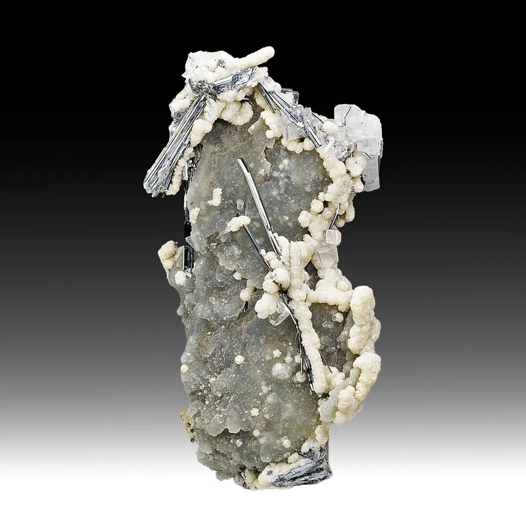 Stibnite with Dolomite, Barite image