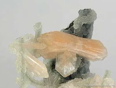 Stilbite and Heulandite on Chalcedony Stalactite - image 2