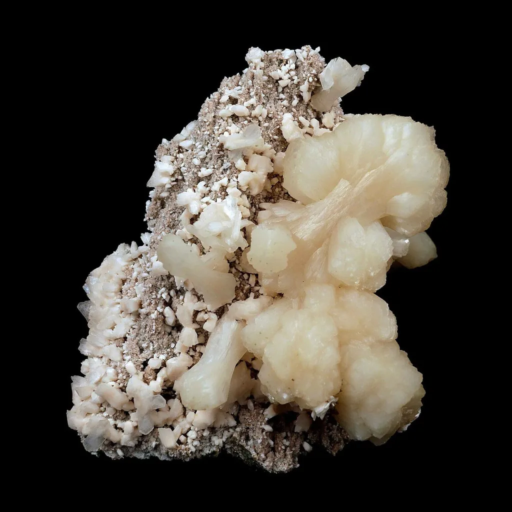 Stilbite Bow Shape Crystal on Heulandite Natural Mineral Specimen image