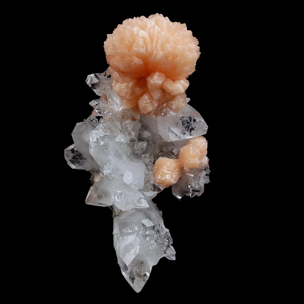 Stilbite Bow Shape on Gemmy Terminated Apophyllite Natural Mineral Specimen (Repaired) - image 5