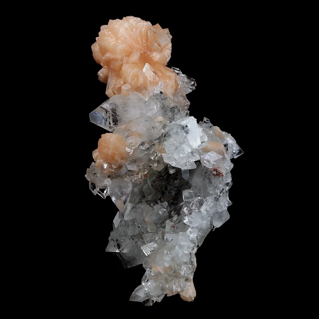 Stilbite Bow Shape on Gemmy Terminated Apophyllite Natural Mineral Specimen (Repaired) - image 6