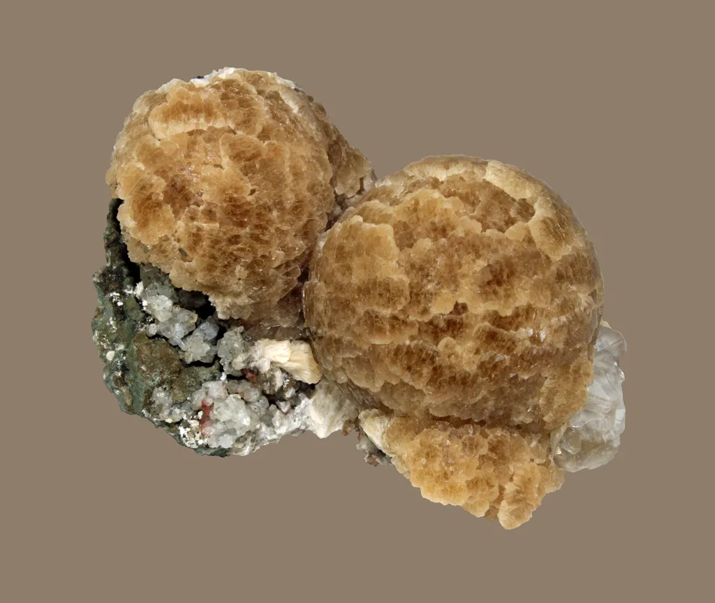 Stilbite, Calcite from USA, New Jersey, Watchung, Fanwood Quarry image