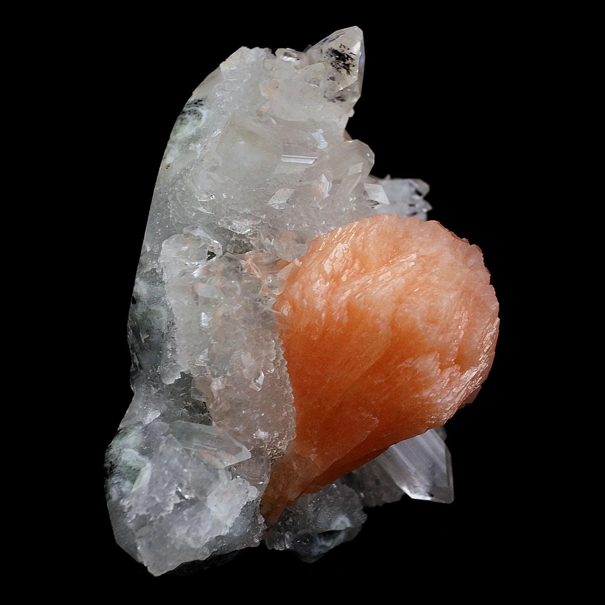 Stilbite Cluster on Gemmy Apophyllite With MM Quartz Natural Mineral Specimen - image 2