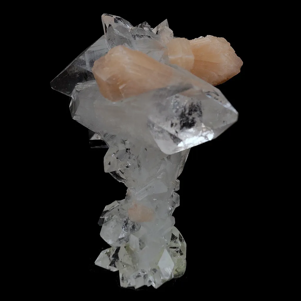 Stilbite Crystals Fused with Pointed Apophyllite Crystals Natural Mineral Specimen - image 5