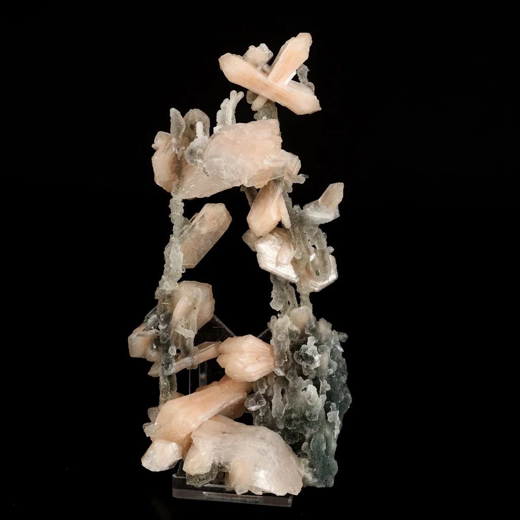 Stilbite Crystals on Chalcedony Coral Formation Natural Mineral Specimen image