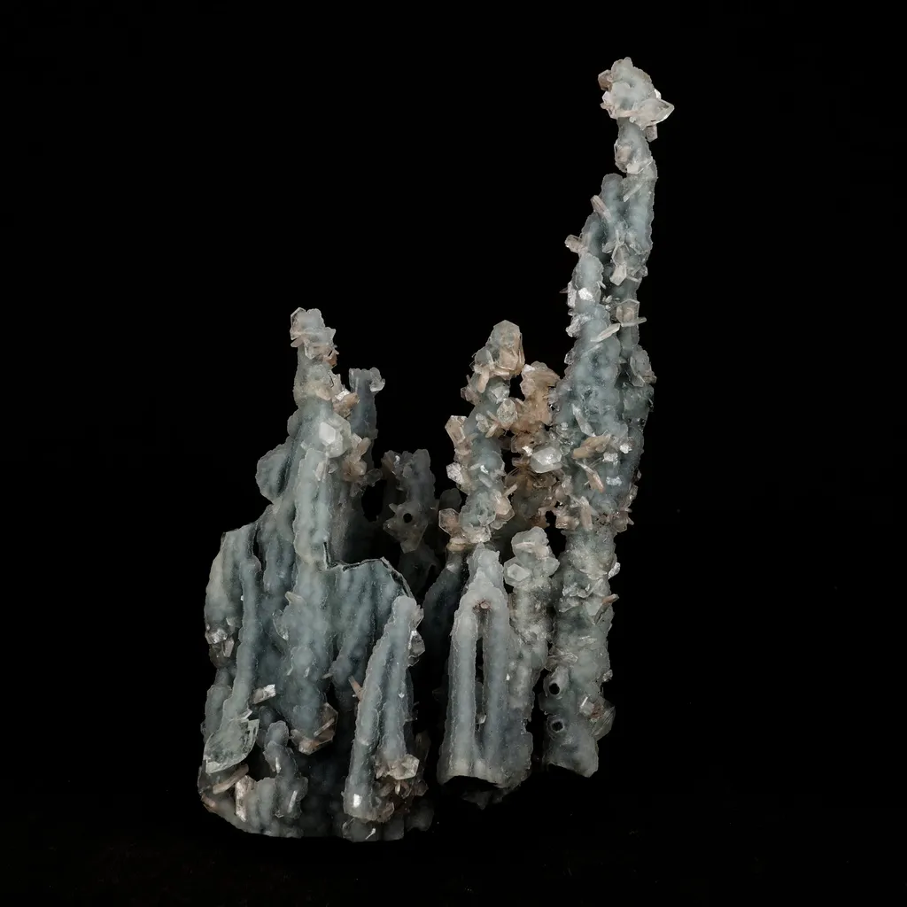 Stilbite Crystals on Chalcedony Coral Formation Natural Mineral Specimen image