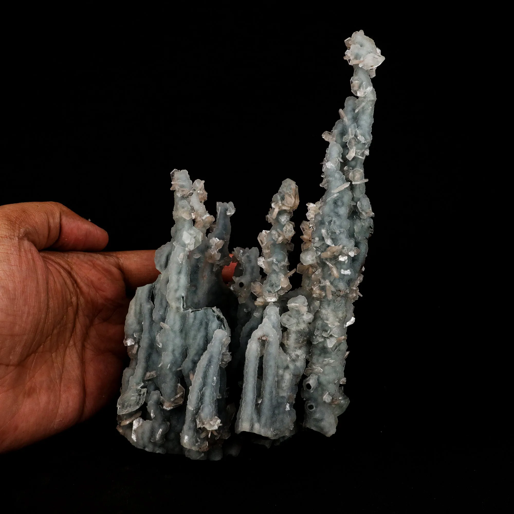 Stilbite Crystals on Chalcedony Coral Formation Natural Mineral Specimen - image 4