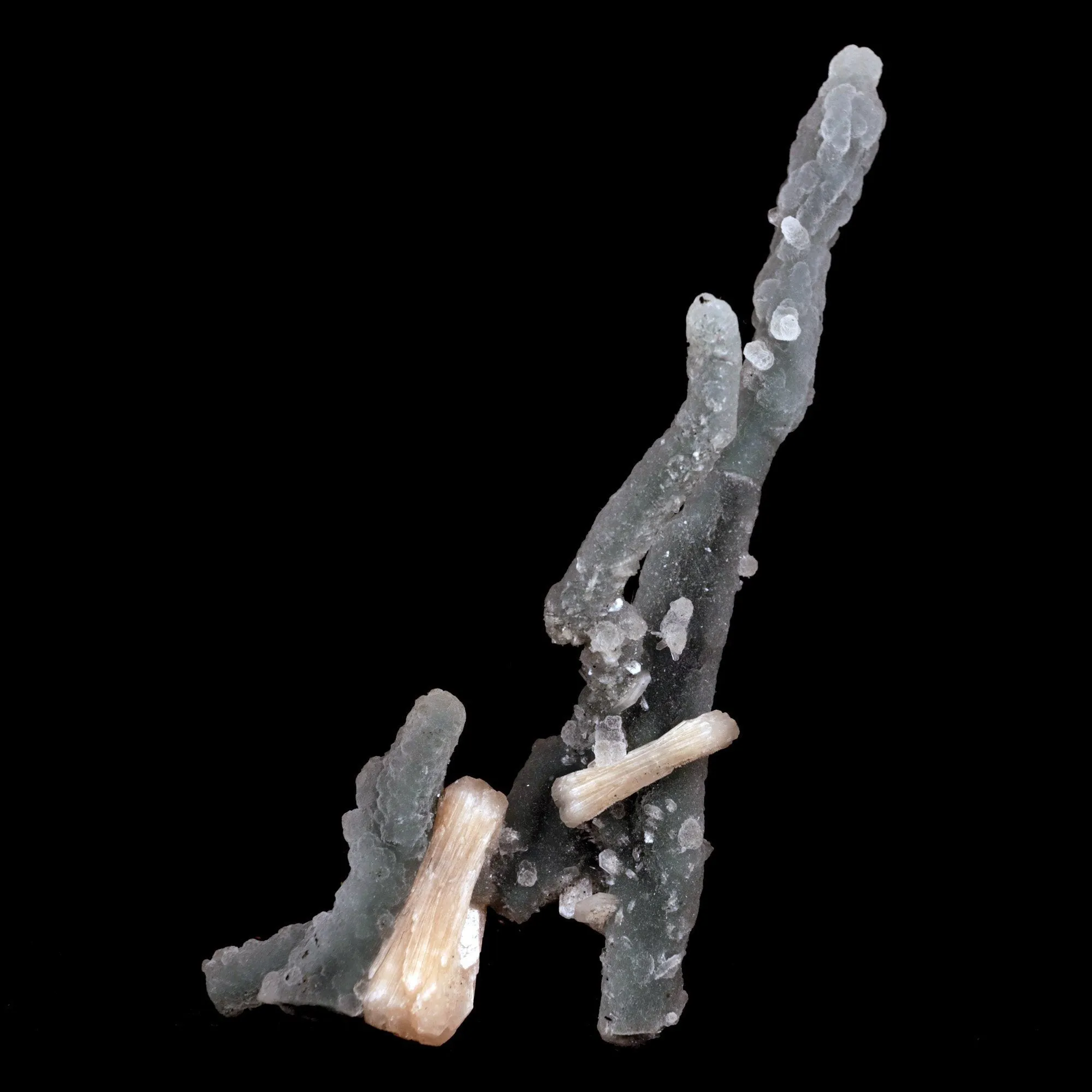 Stilbite Crystals on Chalcedony Stalactite (Repair) Natural Mineral Specimen - image 1