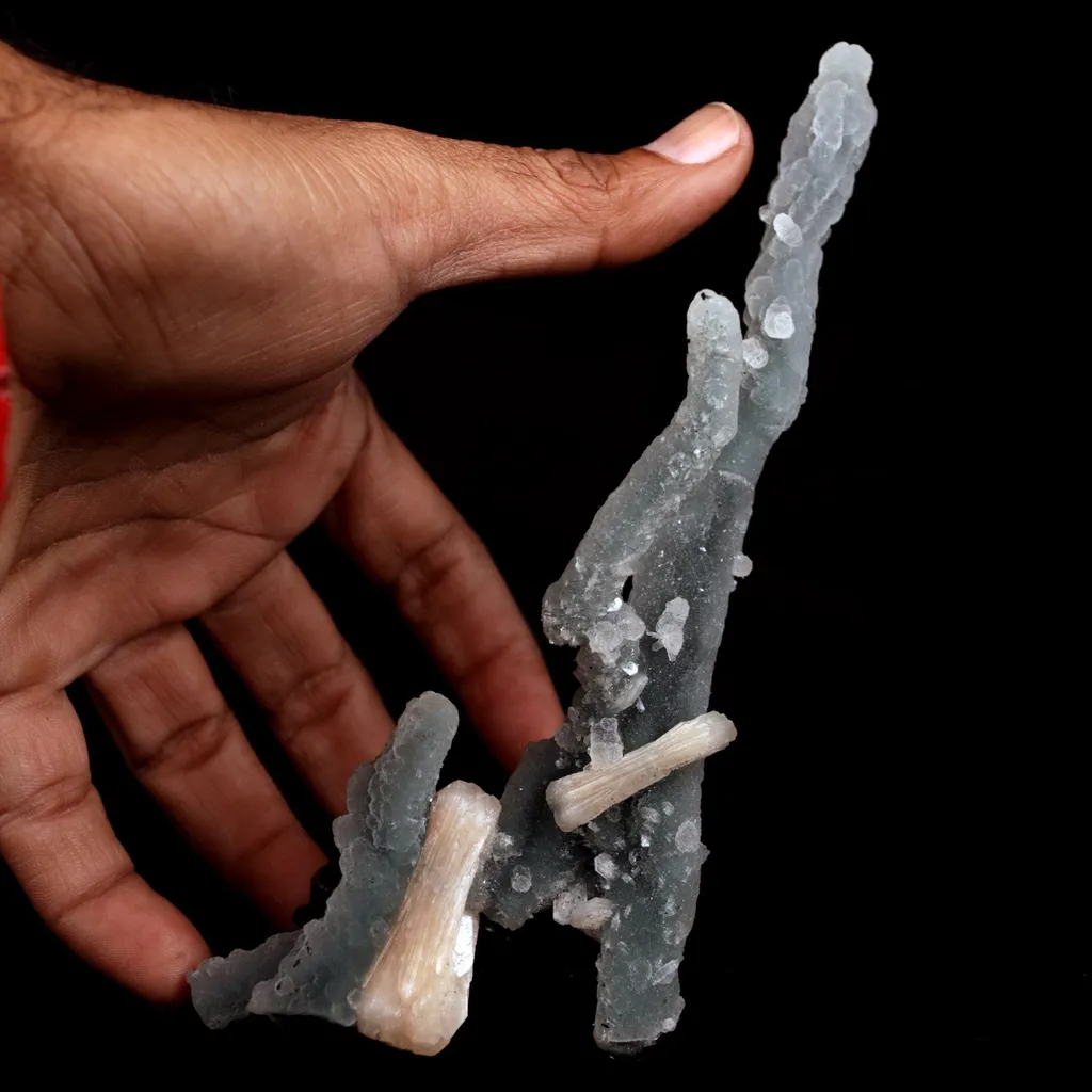 Stilbite Crystals on Chalcedony Stalactite (Repair) Natural Mineral Specimen - image 4
