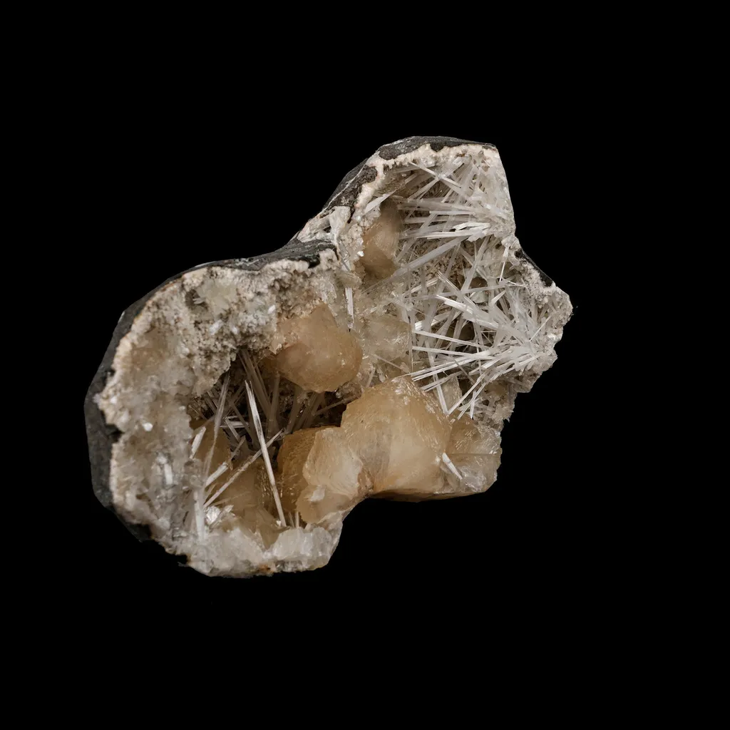 Stilbite Crystals with Scolecite on Heulandite Natural Mineral Specimen - image 3