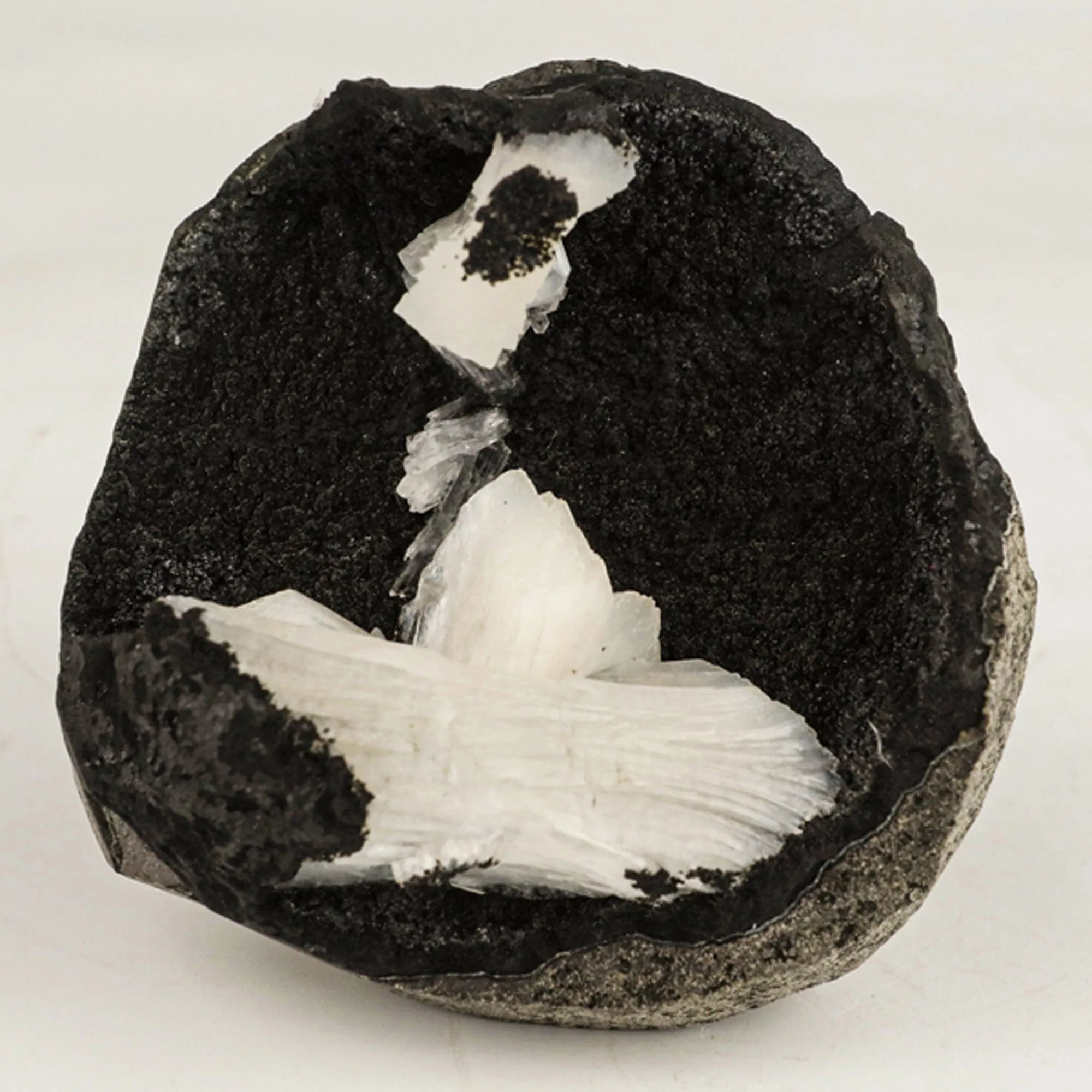 Stilbite in Chalcedony Geode Free Standing Natural Mineral Specimen - image 1