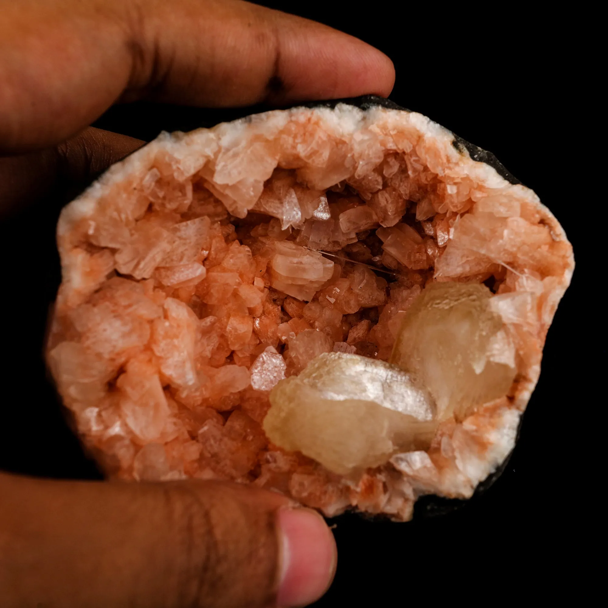 Stilbite Inside Heulandite Geode Natural Mineral Specimen - image 4