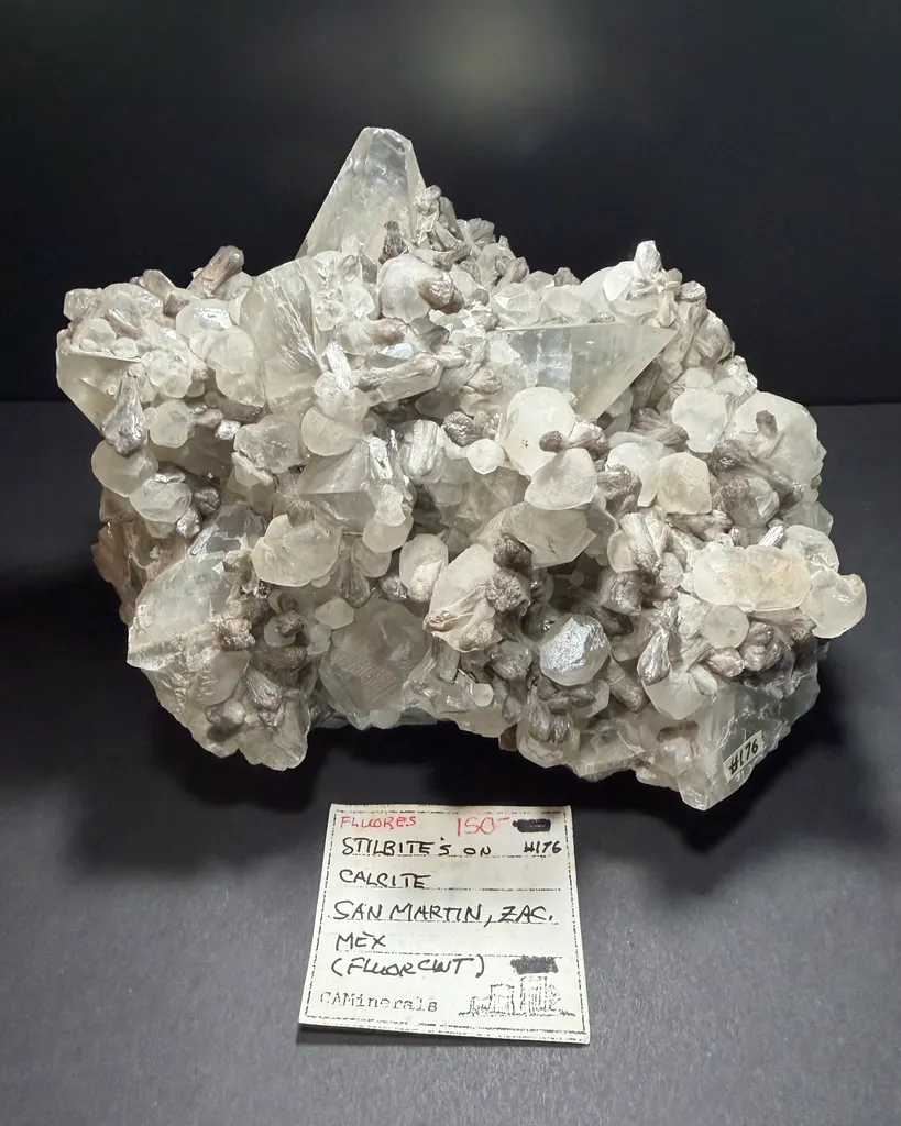 Stilbite on Calcite- San Martín, Mexico image