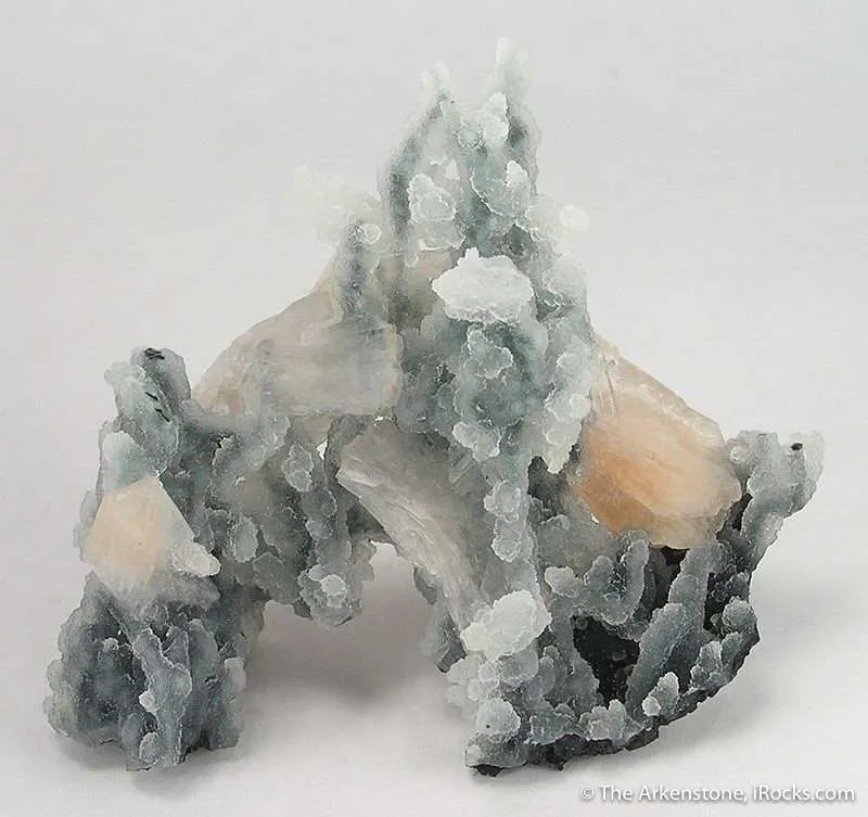 Stilbite on Chalcedony Stalactites - image 3