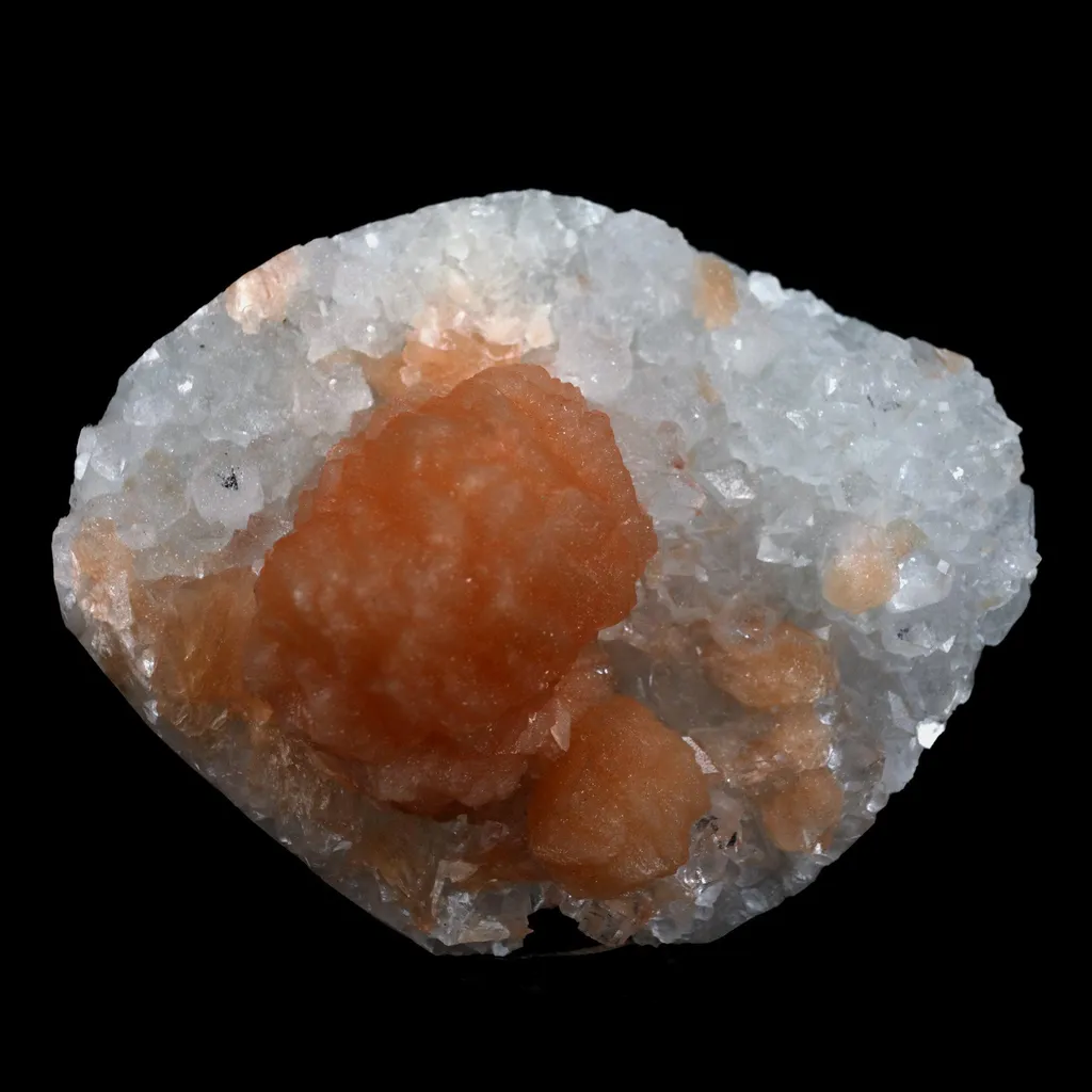 Stilbite Orange on Apophyllite Microcrystaline Natural Mineral Specimen image