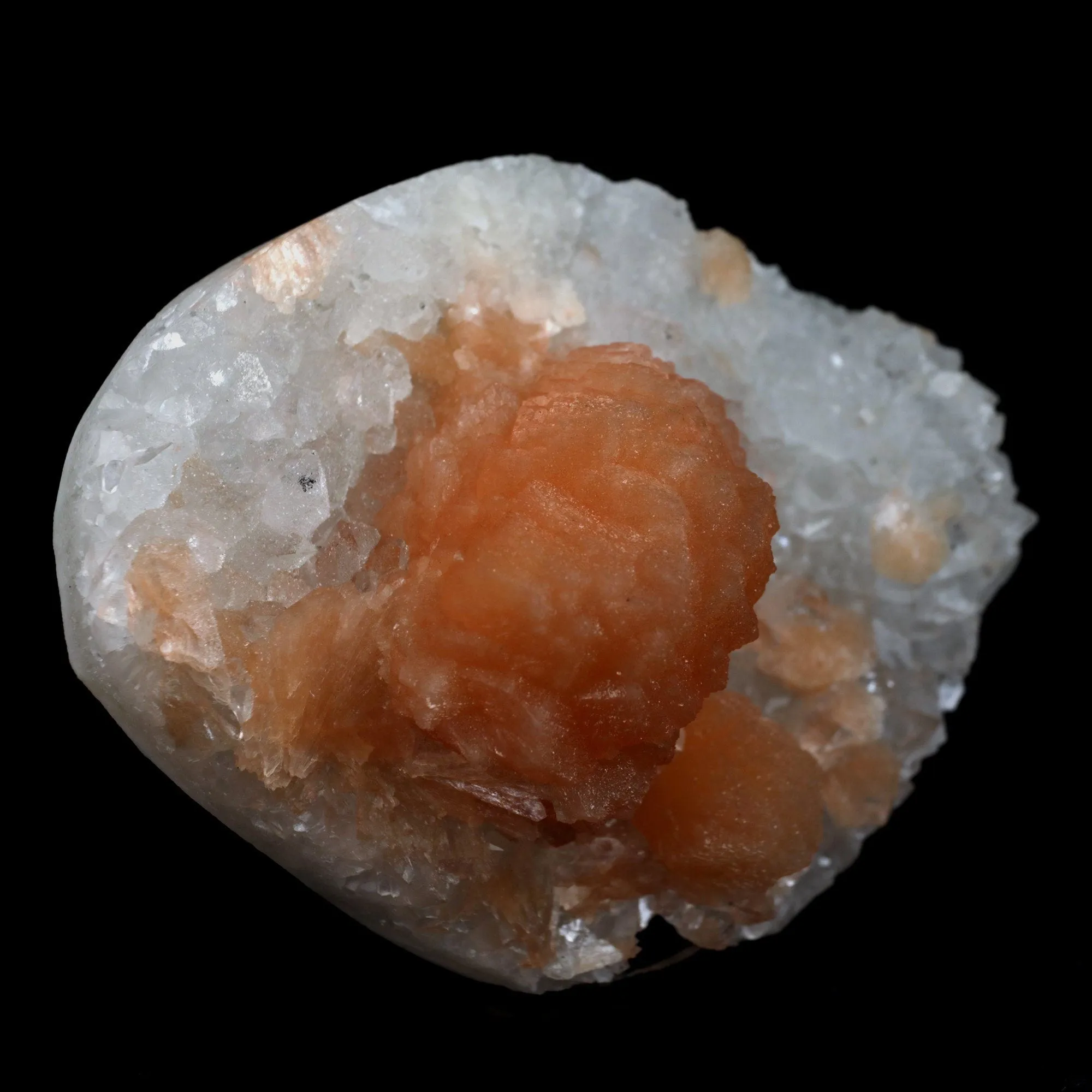 Stilbite Orange on Apophyllite Microcrystaline Natural Mineral Specimen - image 2