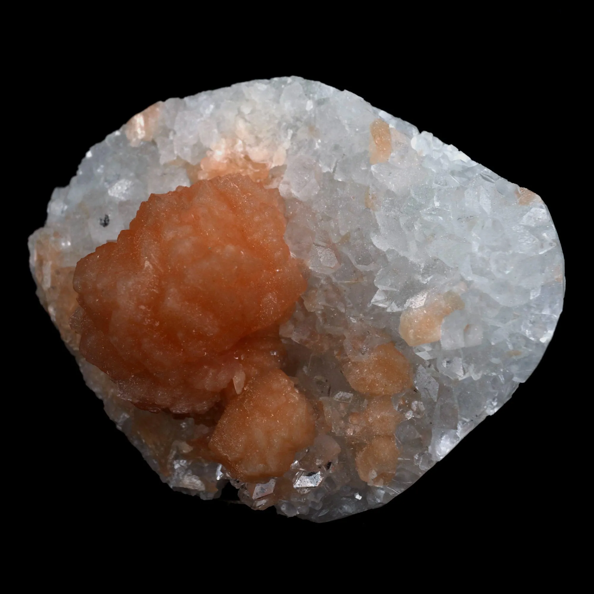 Stilbite Orange on Apophyllite Microcrystaline Natural Mineral Specimen - image 3