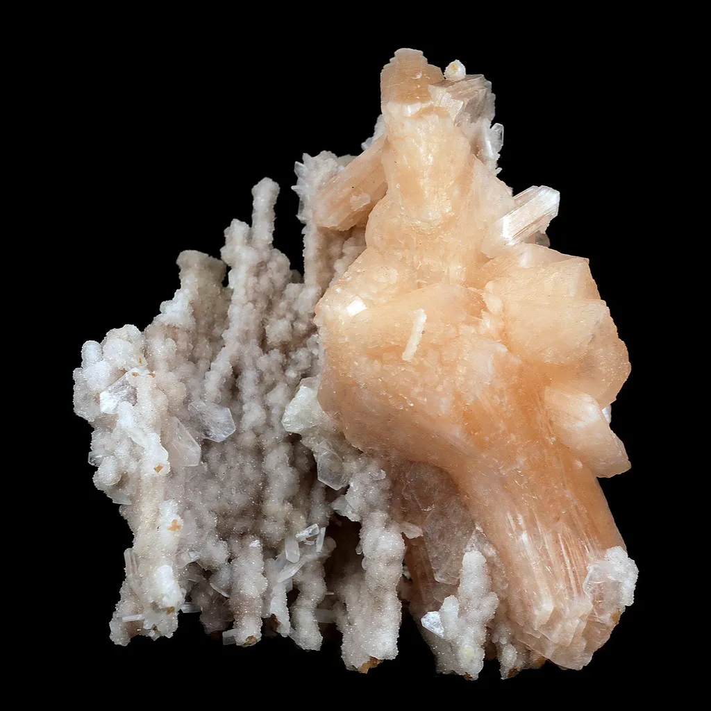 Stilbite Pink Crystal on Chalcedony Natural Mineral Specimen image