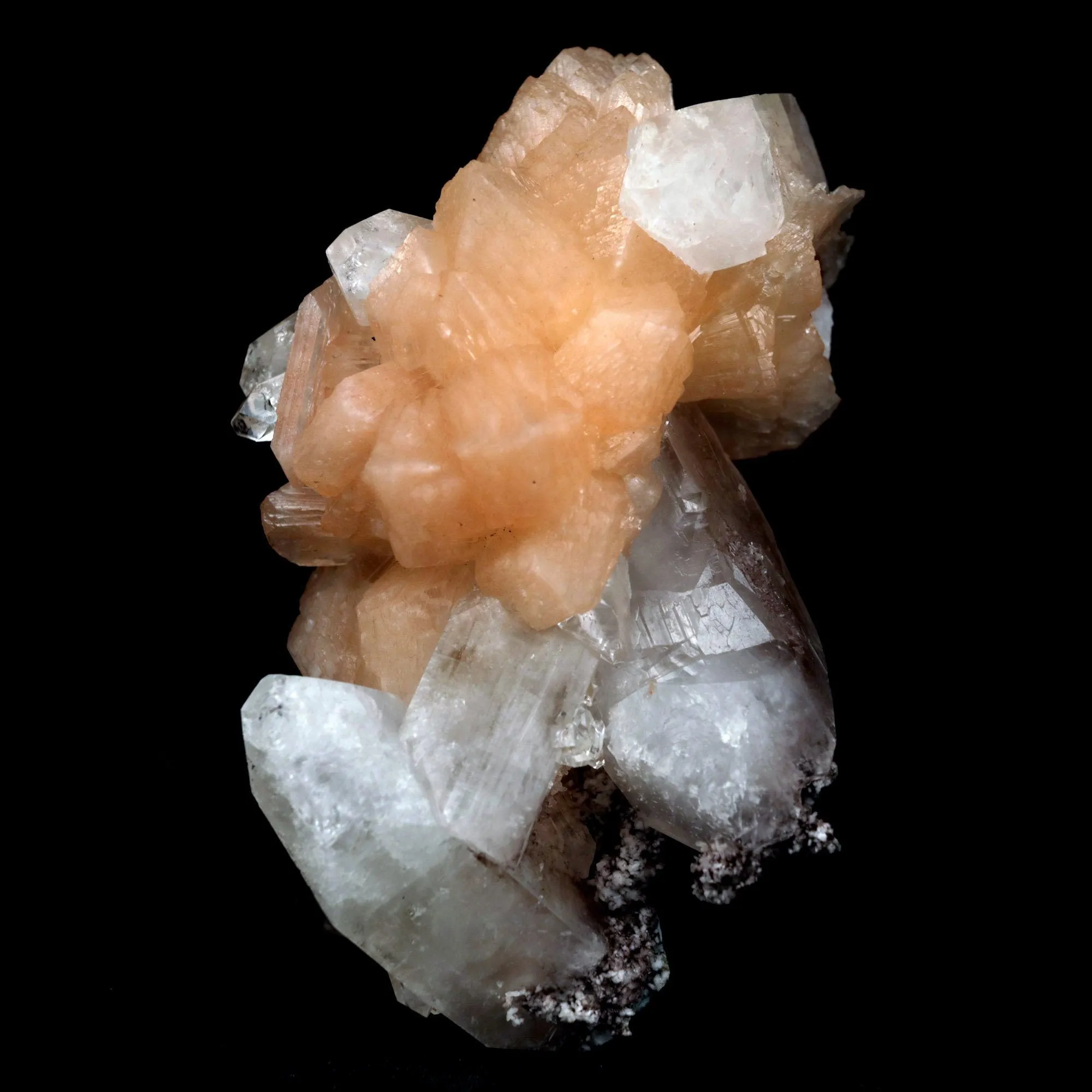 Stilbite with Apophyllite on Chalcedony Natural Mineral Specimen - image 1