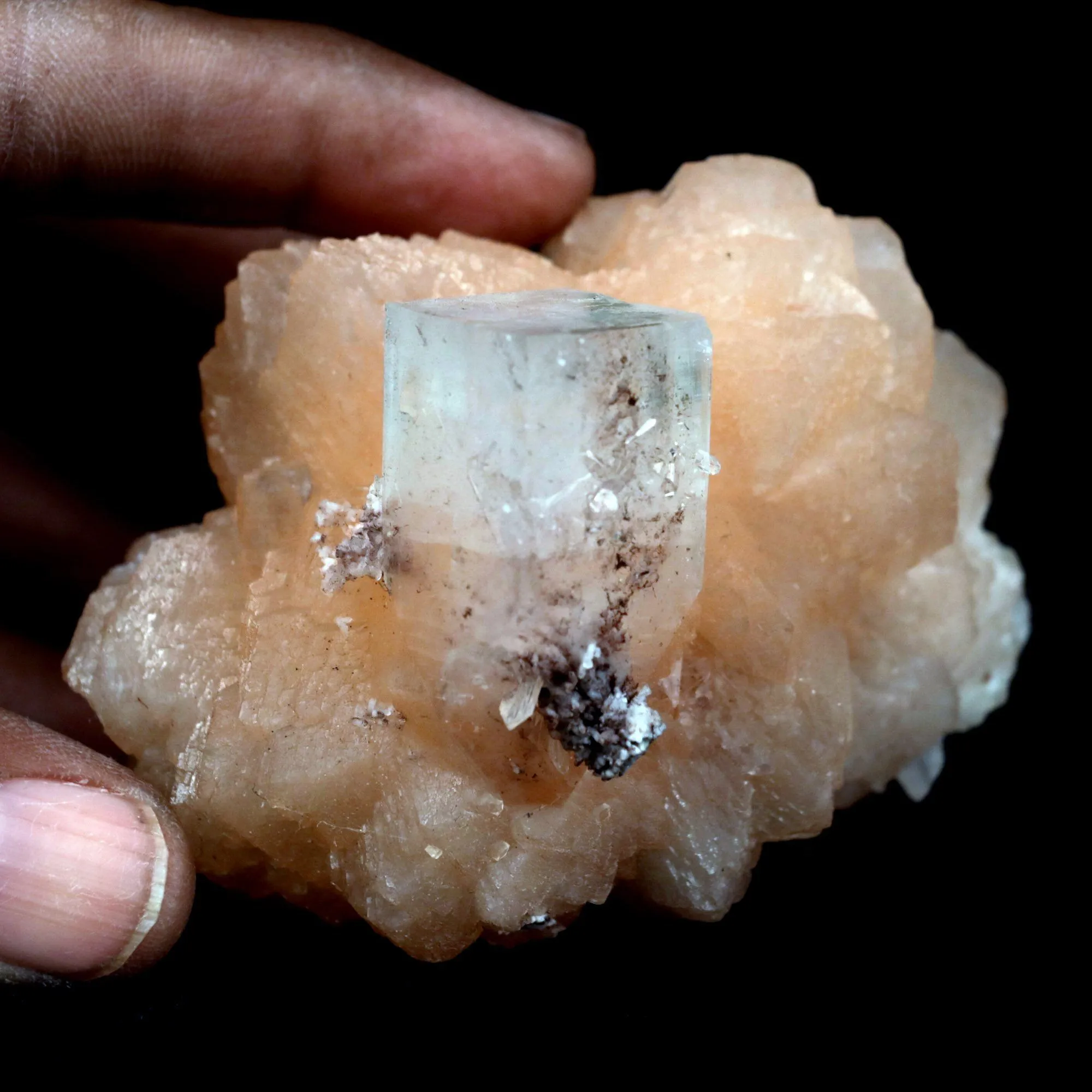 Stilbite with Apophyllite on Chalcedony Natural Mineral Specimen - image 4